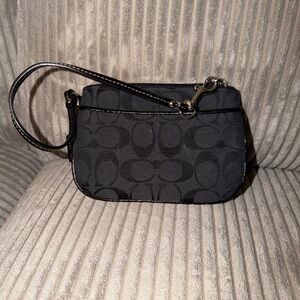 Coach Black Signature Pattern Wristlet